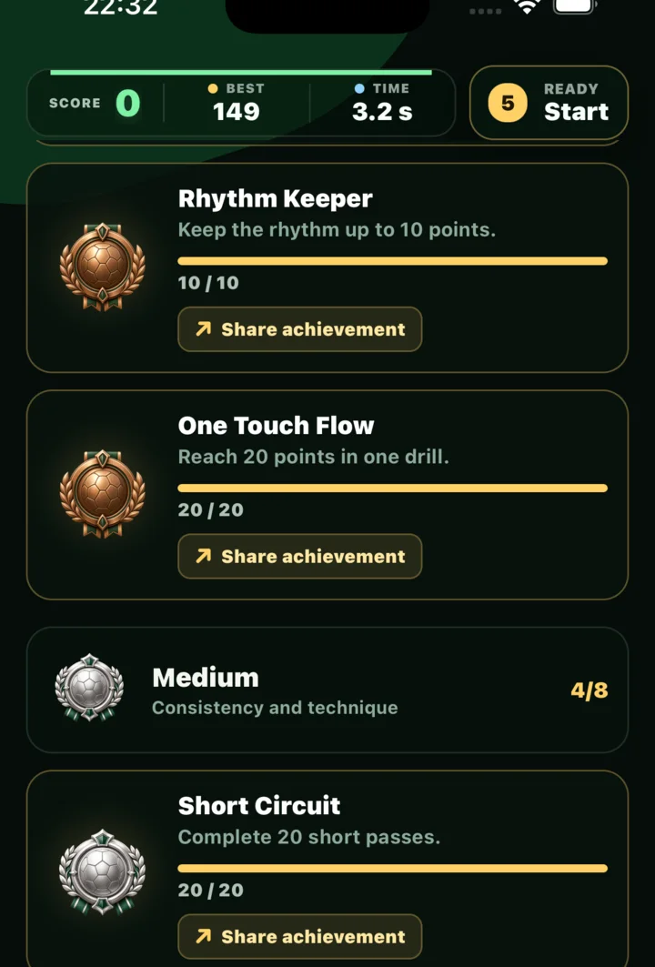 Bronze and silver awards in Soccer Rondo Rush